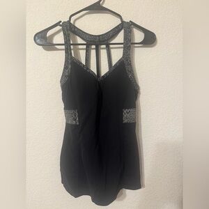 Black Racerback Athletic Dress Built-In Bra Stretch Activewear